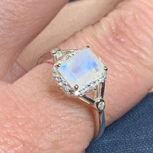 Load image into Gallery viewer, Moonstone Ring, Promise Ring, Engagement Ring, Celtic Jewelry, Anniversary Gift, Wiccan Jewelry, Boho Statement Ring, Cocktail Ring