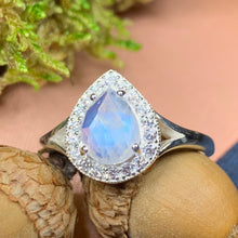 Load image into Gallery viewer, Moonstone Ring, Promise Ring, Engagement Ring, Anniversary Gift, Wiccan Jewelry, Cocktail Ring, Mom Gift, Wife Gift, Boho Statement Ring