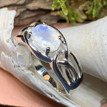 Load image into Gallery viewer, Moonstone Ring, Celtic Ring, Boho Statement Ring, Promise Ring, Engagement Ring, Anniversary Gift, Wiccan Jewelry, Mom Gift, Wife Gift