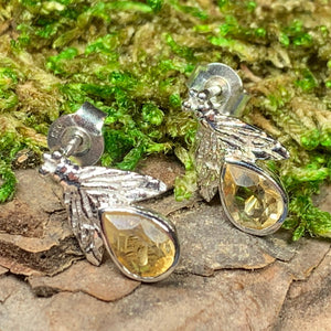 Bee Stud Earrings, Outlander Jewelry, Citrine Jewelry, Mom Gift, Graduation Gift, Nature Jewelry, Inspirational Gift, Friendship Gift