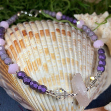 Load image into Gallery viewer, Rose Quartz Ankle Bracelet, Crystal Ankle Bracelet, Crystal Anklet, Summer Jewelry, Beach Jewelry, Swarovski Crystal Bracelet, Boho Anklet