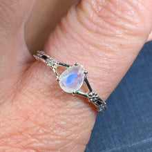 Load image into Gallery viewer, Moonstone Ring, Boho Statement Ring, Silver Promise Ring, Engagement Ring, Anniversary Gift, Wiccan Jewelry, Boho Ring, Mom Gift, Wife Gift