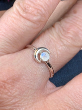 Load image into Gallery viewer, Crescent Moon Ring, Moonstone Ring, Celestial Ring, Irish Jewelry, Celtic Ring, Anniversary Gift, Wiccan Jewelry, Boho Ring, Mom Gift