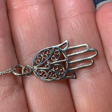 Load image into Gallery viewer, Hamsa Hand Necklace, Celtic Jewelry, Evil Eye Jewelry, Hand Jewelry, Celtic Knot Jewelry, Protection Jewelry, Yoga Jewelry, Mom Gift