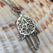 Load image into Gallery viewer, Hamsa Hand Necklace, Celtic Jewelry, Evil Eye Jewelry, Hand Jewelry, Celtic Knot Jewelry, Protection Jewelry, Yoga Jewelry, Mom Gift