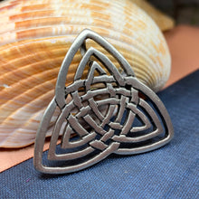 Load image into Gallery viewer, Trinity Knot Brooch, Celtic Knot Pin, Irish Jewelry, Scotland Jewelry, Wiccan Jewelry, Pagan Jewelry, Ireland Gift, Scotland Jewelry
