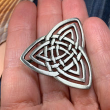 Load image into Gallery viewer, Trinity Knot Brooch, Celtic Knot Pin, Irish Jewelry, Scotland Jewelry, Wiccan Jewelry, Pagan Jewelry, Ireland Gift, Scotland Jewelry
