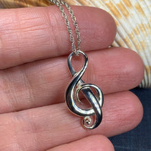 Load image into Gallery viewer, Music Necklace, Music Note Pendant, Treble Clef Jewelry, Theater Jewelry, Orchestra Gift, Band Jewelry, Music Teacher Gift, Chorus Gift