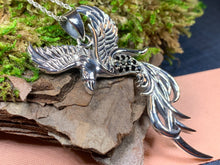 Load image into Gallery viewer, Phoenix Necklace, Celtic Jewelry, Bird Pendant, Firebird Jewelry, Inspirational Gift, Pagan Jewelry, Viking Jewelry, Gothic Jewelry