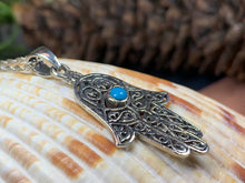 Load image into Gallery viewer, Hamsa Hand Necklace, Celtic Jewelry, Evil Eye Jewelry, Hand Jewelry, Celtic Knot Jewelry, Protection Jewelry, Yoga Jewelry, Mom Gift