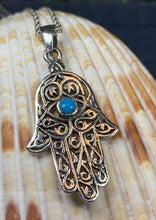 Load image into Gallery viewer, Hamsa Hand Necklace, Celtic Jewelry, Evil Eye Jewelry, Hand Jewelry, Celtic Knot Jewelry, Protection Jewelry, Yoga Jewelry, Mom Gift