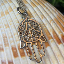 Load image into Gallery viewer, Hamsa Hand Necklace, Celtic Jewelry, Evil Eye Jewelry, Hand Jewelry, Celtic Knot Jewelry, Protection Jewelry, Yoga Jewelry, Mom Gift