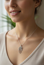 Load image into Gallery viewer, Hamsa Hand Necklace, Celtic Jewelry, Evil Eye Jewelry, Hand Jewelry, Celtic Knot Jewelry, Protection Jewelry, Yoga Jewelry, Mom Gift