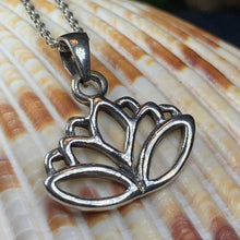 Load image into Gallery viewer, Lotus Necklace, Flower Jewelry, Yoga Necklace, Nature Jewelry, Mom Gift, Graduation Gift, Celtic Jewelry, Girlfriend Gift, Yoga Teacher Gift