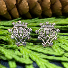 Load image into Gallery viewer, Luckenbooth Earrings, Scotland Jewelry, Celtic Jewelry, Thistle Jewelry, Anniversary Gift, Bridal Jewelry, Heart Jewelry, Mom Gift