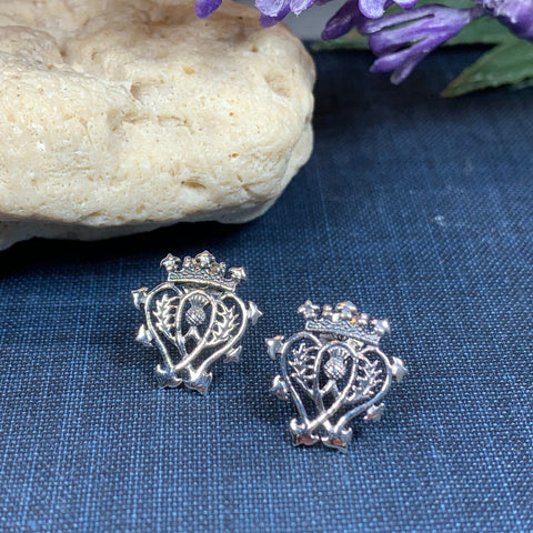 Load image into Gallery viewer, Luckenbooth Earrings, Scotland Jewelry, Celtic Jewelry, Thistle Jewelry, Anniversary Gift, Bridal Jewelry, Heart Jewelry, Mom Gift