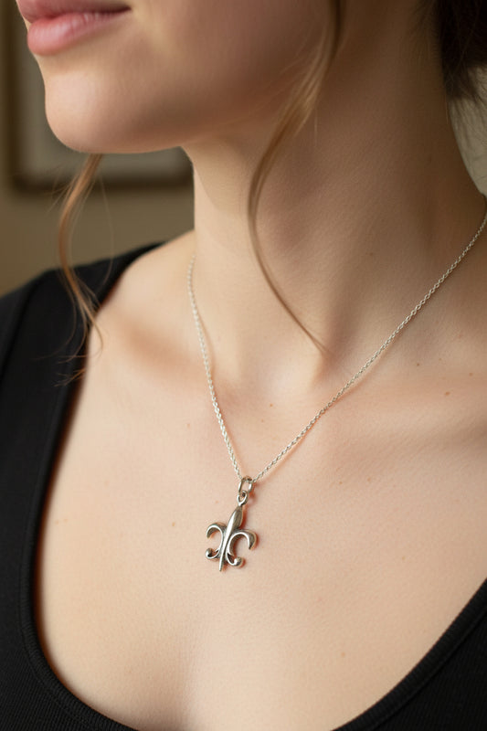 Fluer De Lis Necklace, French Necklace, Lily Jewelry, Wiccan Pendant, Anniversary Gift, Outlander Jewelry, Fluer De Lis Jewelry