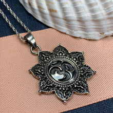 Load image into Gallery viewer, Om Necklace, Om Jewelry, Chakra Jewelry, Yoga Jewelry, Boho Jewelry, Inspirational Jewelry, Lotus Jewelry, Anniversary Gift, New Age Gift