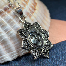 Load image into Gallery viewer, Om Necklace, Om Jewelry, Chakra Jewelry, Yoga Jewelry, Boho Jewelry, Inspirational Jewelry, Lotus Jewelry, Anniversary Gift, New Age Gift