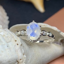 Load image into Gallery viewer, Moonstone Ring, Promise Ring, Engagement Ring, Celtic Jewelry, Anniversary Gift, Wiccan Jewelry, Boho Statement Ring, Cocktail Ring