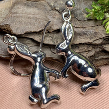 Load image into Gallery viewer, Bunny Earrings, Nature Jewelry, Animal Jewelry, Hare Jewelry, Rabbit Dangle Earrings, Anniversary, Wife Gift, Friendship Gift, Runner Gift