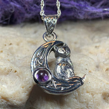 Load image into Gallery viewer, Cat Necklace, Moonstone Jewelry, Cat Pendant, Moon Necklace, Celestial Jewelry, Nature Jewelry, Irish Jewelry, Graduation Gift, Sister Gift
