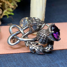 Load image into Gallery viewer, Thistle Brooch, Scotland Jewelry, Outlander Jewelry, Amethyst Brooch, Thistle Jewelry, Scottish Jewelry, Celtic Brooch, Rose Brooch