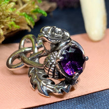 Load image into Gallery viewer, Thistle Brooch, Scotland Jewelry, Outlander Jewelry, Amethyst Brooch, Thistle Jewelry, Scottish Jewelry, Celtic Brooch, Rose Brooch