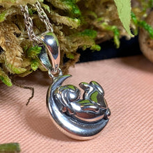 Load image into Gallery viewer, Moon Necklace, Rabbit Necklace, Celestial Jewelry, Mystical Jewelry, Animal Jewelry, Celtic Pendant, Crescent Moon Pendant, Irish Gift