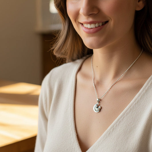 Sleepy Rabbit Moon Necklace — view 2