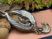 Load image into Gallery viewer, Phoenix Necklace, Celtic Jewelry, Bird Pendant, Firebird Jewelry, Silver Inspirational Gift, Pagan Jewelry, Viking Jewelry, Gothic Jewelry
