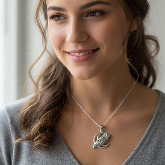 Owl Necklace, Celtic Jewelry, Bird Pendant, Nature Jewelry, Irish Jewelry, Pagan Jewelry, Mystical Jewelry, Gift for Her, Graduation Gift