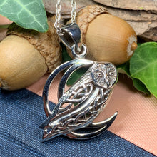 Load image into Gallery viewer, Owl Necklace, Celtic Jewelry, Bird Pendant, Nature Jewelry, Irish Jewelry, Pagan Jewelry, Mystical Jewelry, Gift for Her, Graduation Gift
