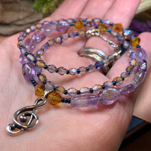 Load image into Gallery viewer, Music Note Necklace, Musician Jewelry, Crystal Jewelry, Music Jewelry, Sister Gift, Girlfriend Gift, Mom Gift, Wife Gift, Amethyst Necklace