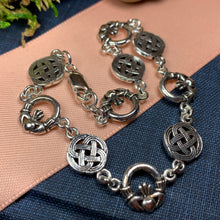 Load image into Gallery viewer, Claddagh Celtic Knot Bracelet, Love Knot Jewelry, Celtic Jewelry, Irish Jewelry, Silver Ireland Gift, Wife Gift, Girlfriend Gift, Mom Gift