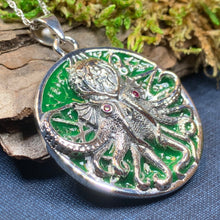 Load image into Gallery viewer, Octopus Necklace, Nautical Jewelry, Cthulhu Silver Pendant, Sea Jewelry, Science Fiction Gift, Fish Necklace, Sea Jewelry, HP Lovecraft Gift