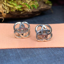 Load image into Gallery viewer, Celtic Knot Stud Earrings, Irish Jewelry, Celtic Jewelry, Anniversary Gift, Bridal Jewelry, Norse Jewelry, Yoga Jewelry, Wiccan Jewelry