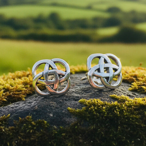Load image into Gallery viewer, Celtic Knot Stud Earrings, Irish Jewelry, Celtic Jewelry, Anniversary Gift, Bridal Jewelry, Norse Jewelry, Yoga Jewelry, Wiccan Jewelry