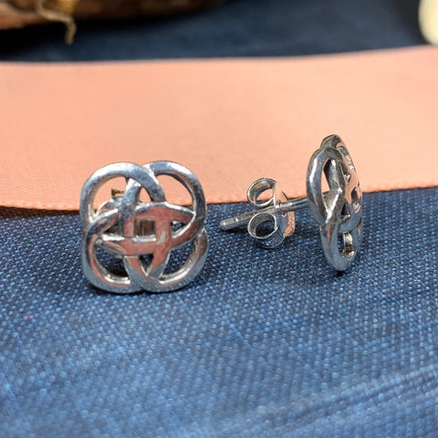 Load image into Gallery viewer, Celtic Knot Stud Earrings, Irish Jewelry, Celtic Jewelry, Anniversary Gift, Bridal Jewelry, Norse Jewelry, Yoga Jewelry, Wiccan Jewelry