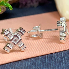 Load image into Gallery viewer, Saint Brigid's Cross Earrings, Irish Jewelry, Gift for Her, Stud Earrings, Ireland Gift, Saint Brigit, Wiccan Jewelry, Irish Cross Jewelry