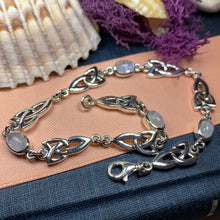 Load image into Gallery viewer, Moonstone Bracelet, Celtic Jewelry, Trinity Knot Bracelet, Irish Jewelry, Celtic Knot Bracelet, Scotland Gift, Wife Gift, Wiccan Jewelry