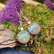 Load image into Gallery viewer, Summer Dragonfly Earrings, Celtic Jewelry, Insect Jewelry, Wiccan Jewelry, Mom Gift, Sister Gift, Aunt Gift, Teacher Gift, Dangle Earrings