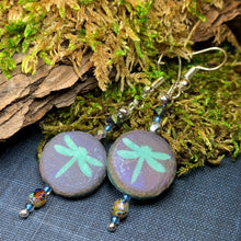 Load image into Gallery viewer, Summer Dragonfly Earrings, Celtic Jewelry, Insect Jewelry, Wiccan Jewelry, Mom Gift, Sister Gift, Aunt Gift, Teacher Gift, Dangle Earrings
