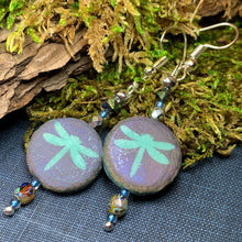 Load image into Gallery viewer, Summer Dragonfly Earrings, Celtic Jewelry, Insect Jewelry, Wiccan Jewelry, Mom Gift, Sister Gift, Aunt Gift, Teacher Gift, Dangle Earrings
