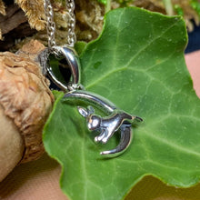 Load image into Gallery viewer, Moon Necklace, Rabbit Necklace, Celestial Jewelry, Mystical Jewelry, Silver Hare Jewelry, Celtic Pendant, Crescent Moon Pendant, Irish Gift