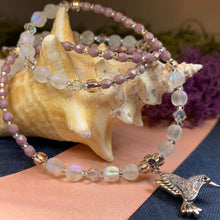 Load image into Gallery viewer, Hummingbird Necklace, Bird Jewelry, Pink Jewelry, Crystal Jewelry, Sister Gift, Girlfriend Gift, Mom Gift, Wife Gift, Bird Lover Gift