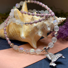 Load image into Gallery viewer, Hummingbird Necklace, Bird Jewelry, Pink Jewelry, Crystal Jewelry, Sister Gift, Girlfriend Gift, Mom Gift, Wife Gift, Bird Lover Gift