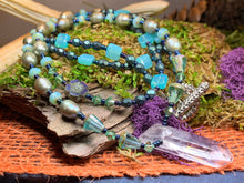 Load image into Gallery viewer, Quartz Crystal Necklace, Gemstone Jewelry, Boho Beaded Jewelry, Handmade Necklace, Pearl Jewelry, Teacher Gift, Yoga Gift, Mom Gift