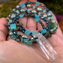 Load image into Gallery viewer, Quartz Crystal Necklace, Gemstone Jewelry, Boho Beaded Jewelry, Handmade Necklace, Pearl Jewelry, Teacher Gift, Yoga Gift, Mom Gift
