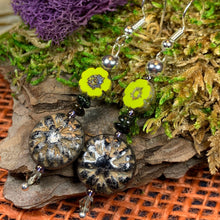 Load image into Gallery viewer, Lotus Autumn Earrings, Celtic Jewelry, Crystal Jewelry, Wiccan Jewelry, Mom Gift, Sister Gift, Aunt Gift, Teacher Gift, Yoga Jewelry Gift